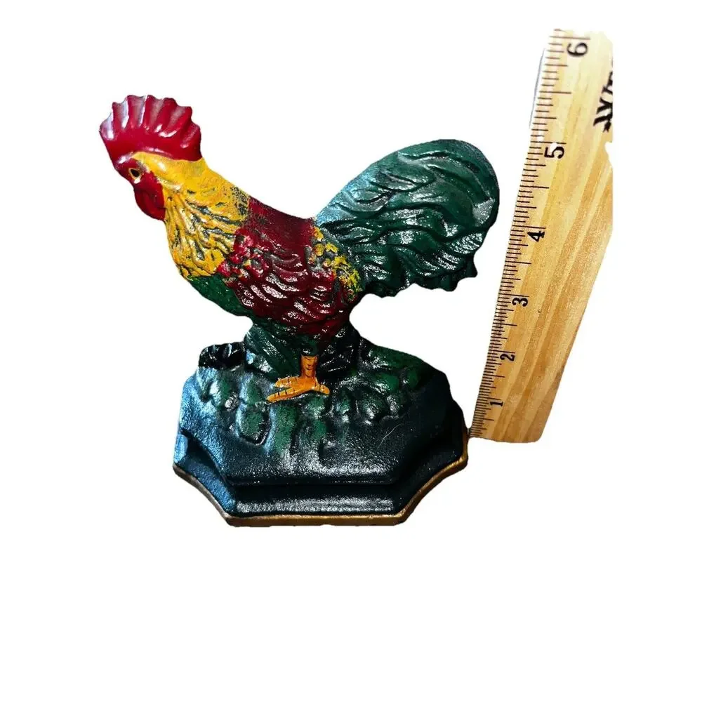 Vintage Cast Iron Rooster Door Stop Farmhouse Country Primitive Decor